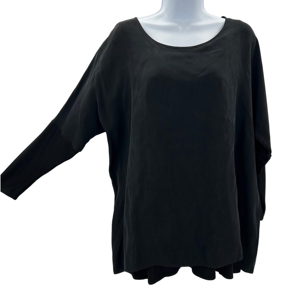 Stella Carakasi Natural Lux Black Cupro Lagenlook Oversized Long Sleeve Top‎ XS